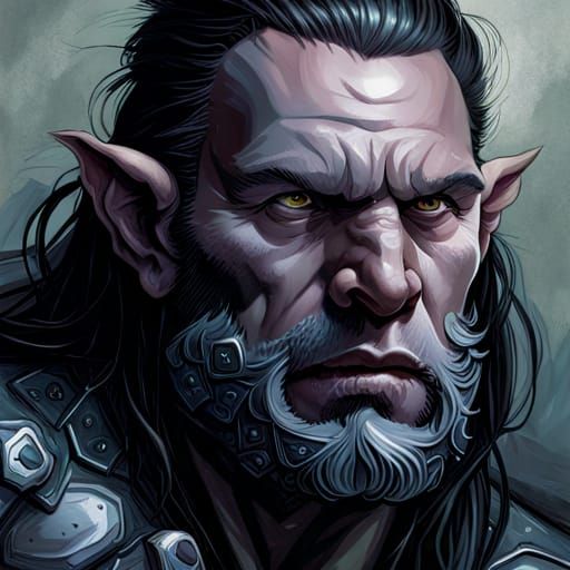 Fantasy Comic Portrait: Half-Orc Barbarian