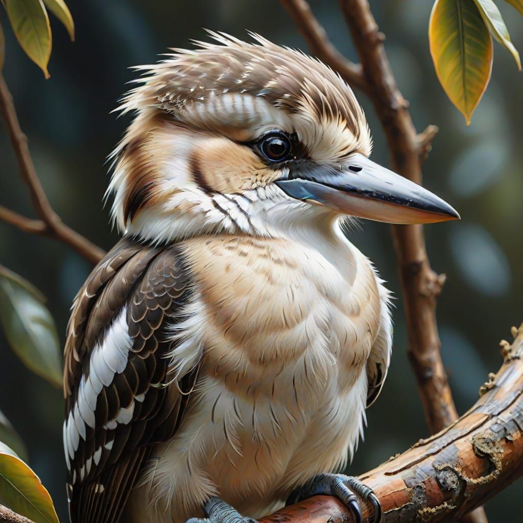 Kookaburra Bird in Traditional Oil Painting Style
