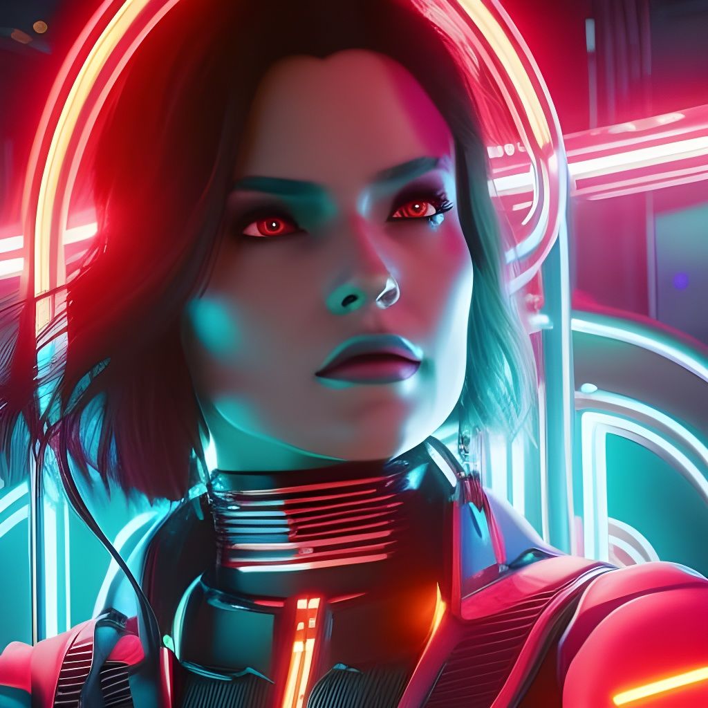 Neon Witch Portrait in Cyberpunk Style