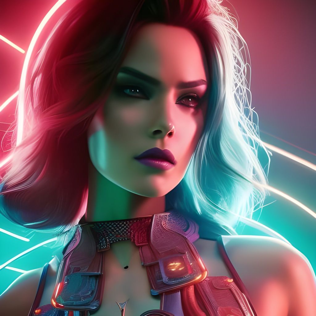 Cyberpunk Neon Witch Portrait