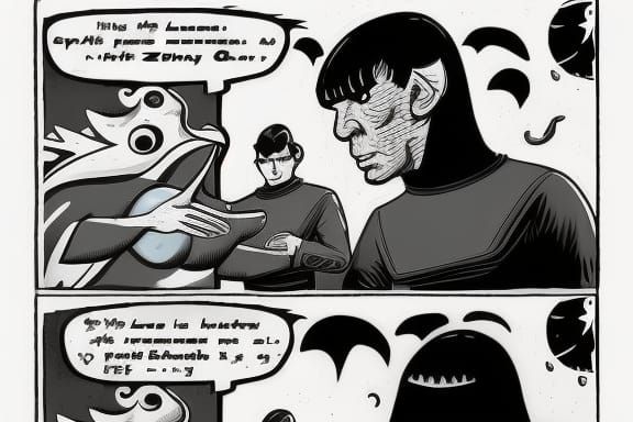 Spock vs. Cthulhu in Digital Art Style