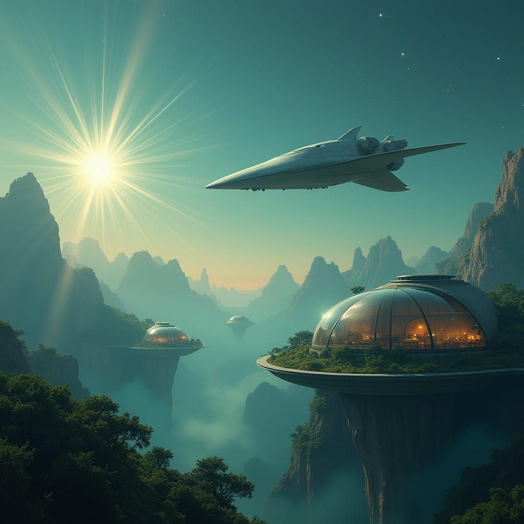 Future Cityscape at Dusk with Radiant Stars