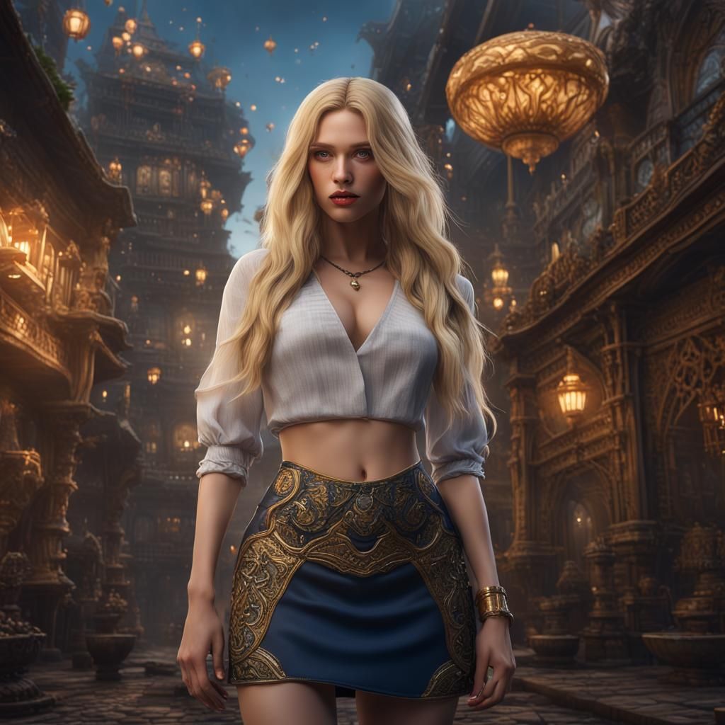 Fantasy Woman Upside Down: Detailed Digital Art