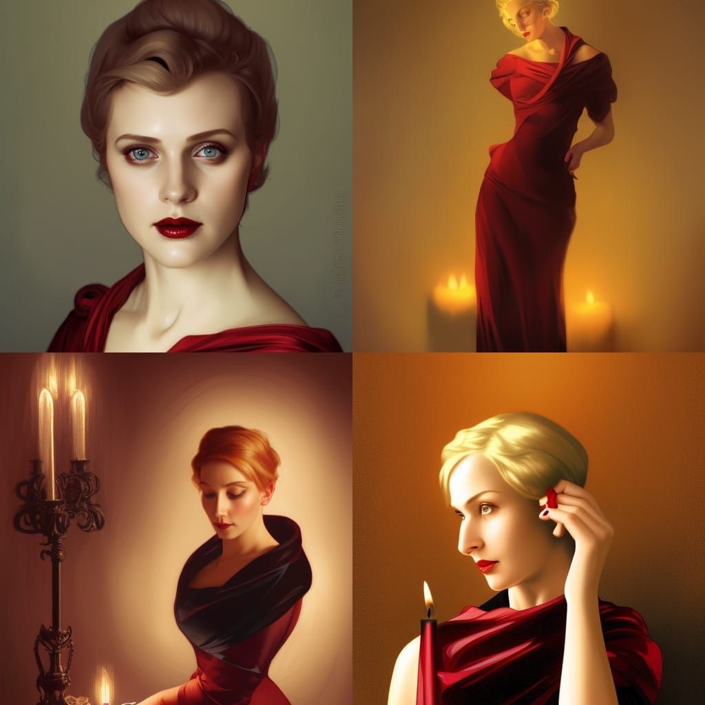 Elegant Vintage Lady Portrait in Art Nouveau Style