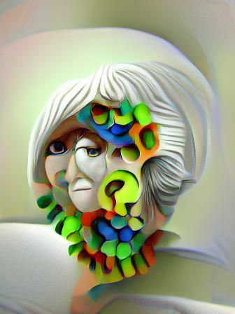 A face full of questions quilling ambient occlusion pop art