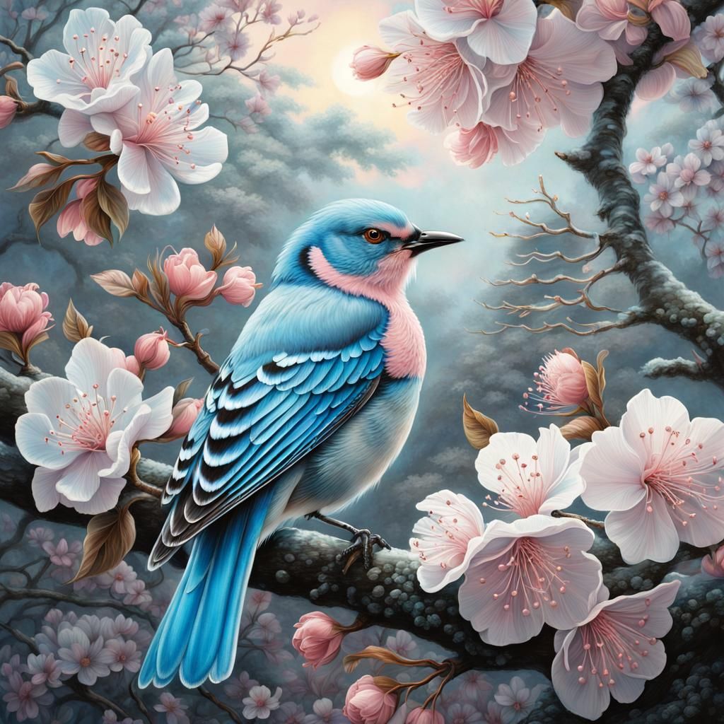Sakura Bird in Pastel Fantasy Style