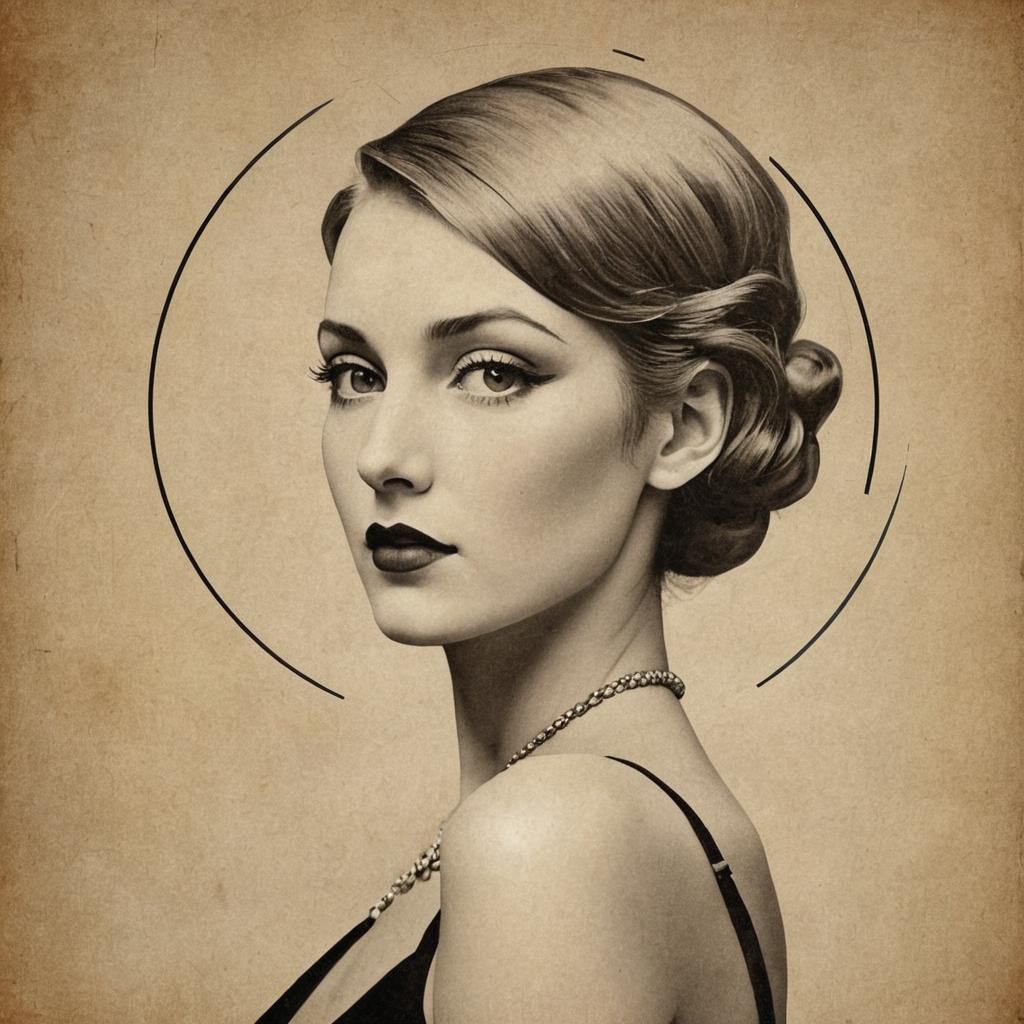 Elegant Woman in Bauhaus Art Deco Style
