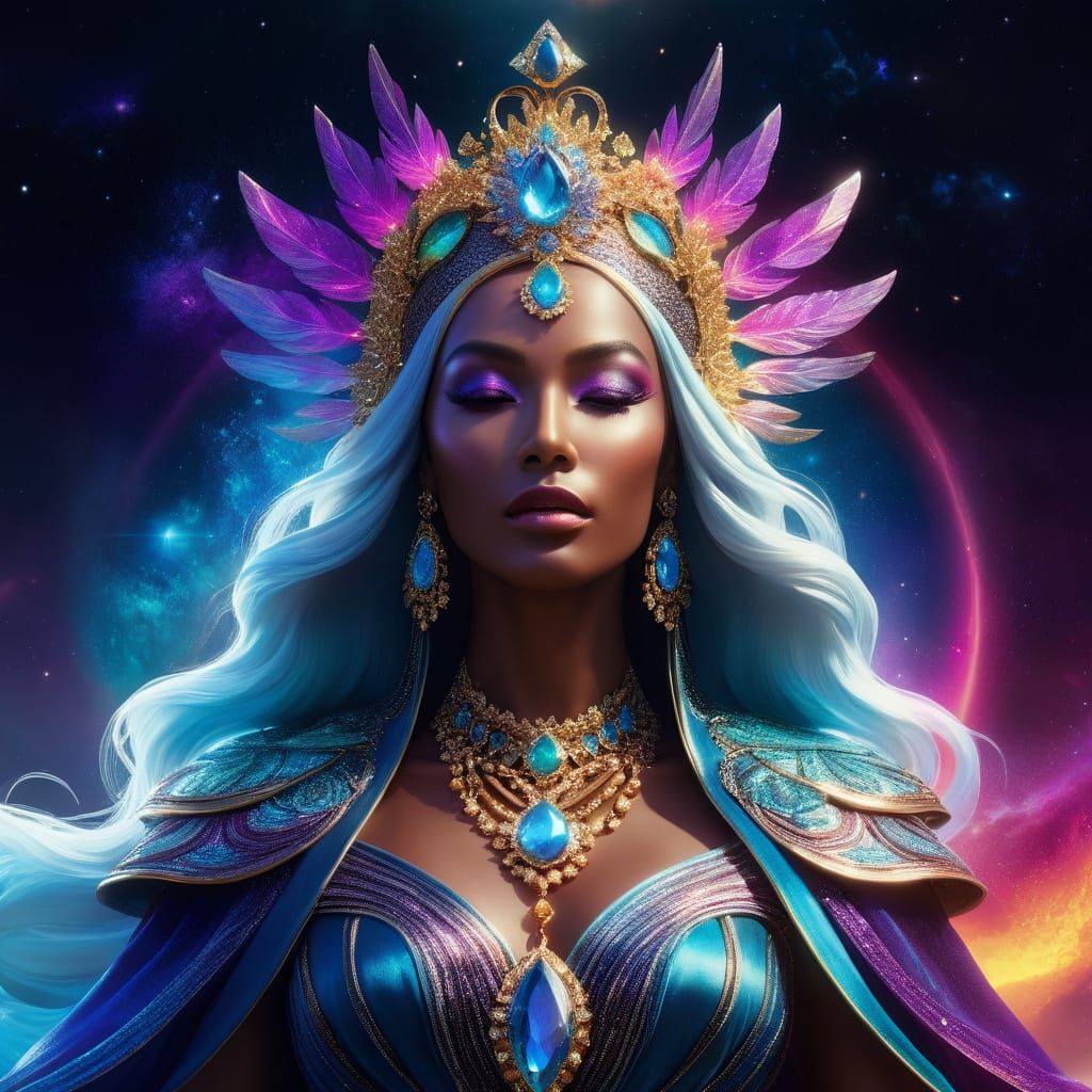 Cosmic Queen in Ethereal Fantasy Art Style