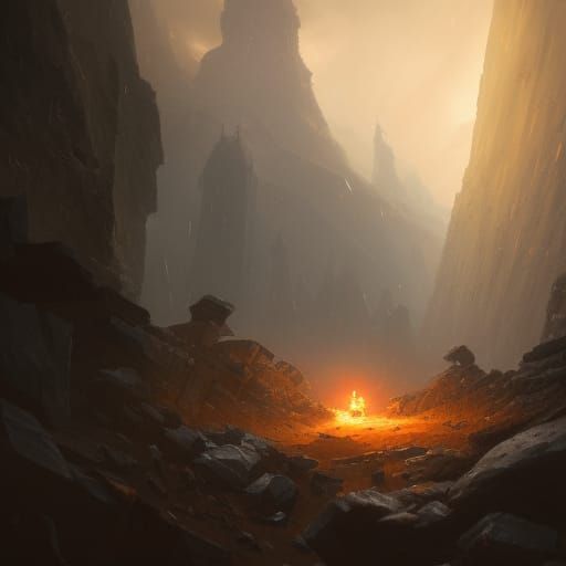 Dark Fantasy Sword Stuck in Stone