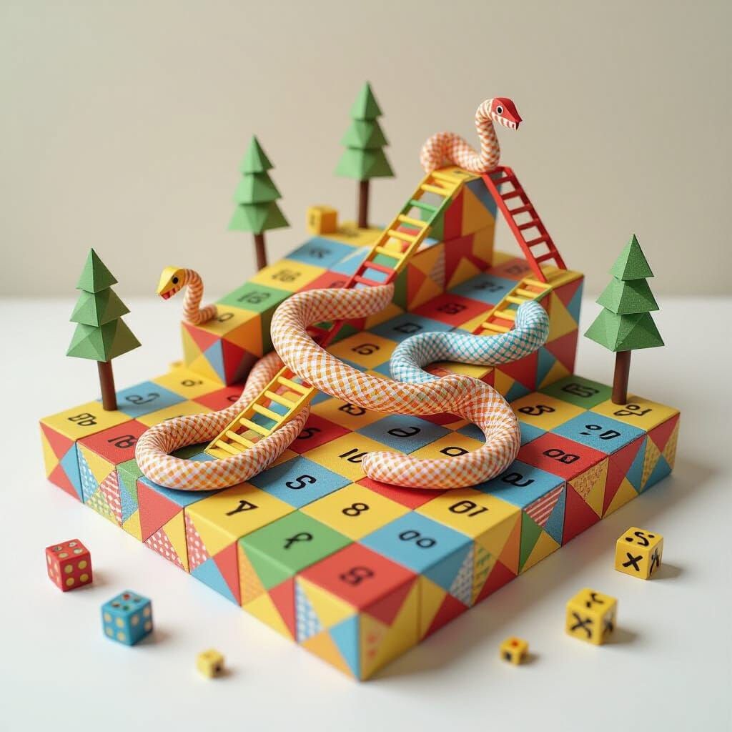 Origami Snakes and Ladders Board Game Diorama