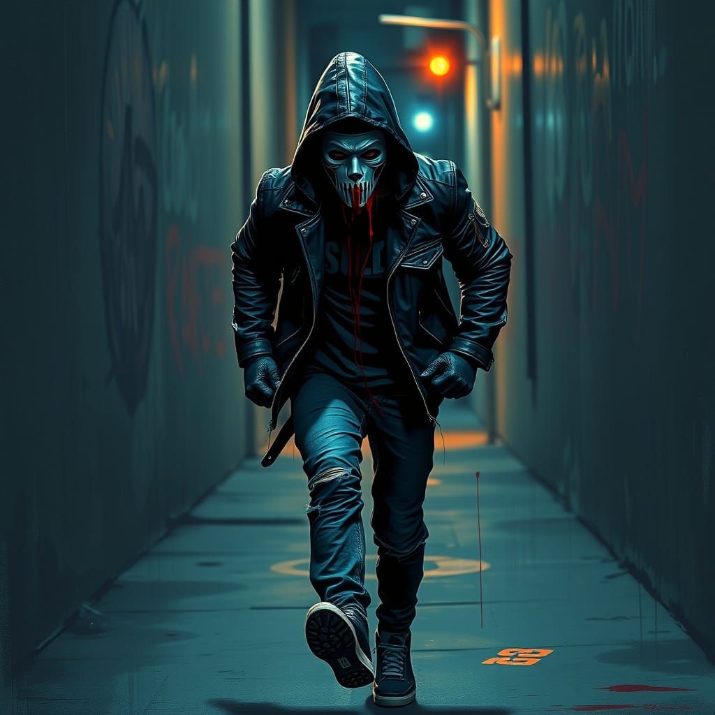 Gothic Urban Rebel in a Desperate Chase