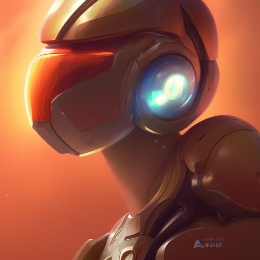 Samus Aran Portrait in Hyperdetailed Digital Art Style