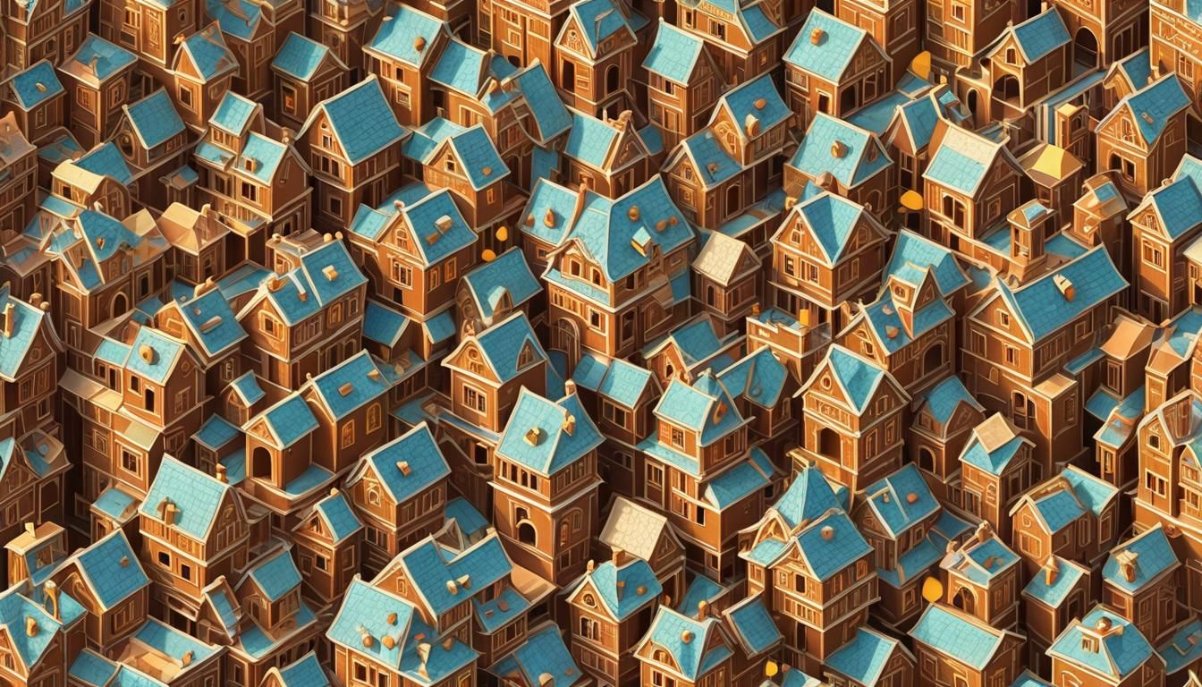 Surreal Gingerbread House in Intricate Escher Style