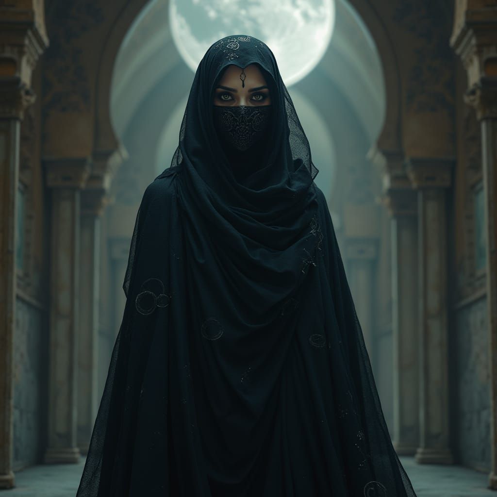 Dark Realism Demoness in Moonlit Majesty