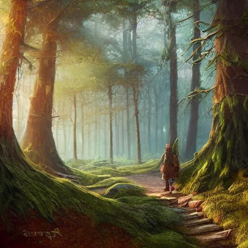 Ogre-Dwarf in Enchanted Forest: Fantasy Concept Art