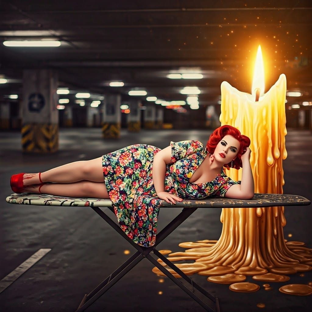 Girl on Ironing Board in Dreamy Watercolor Style