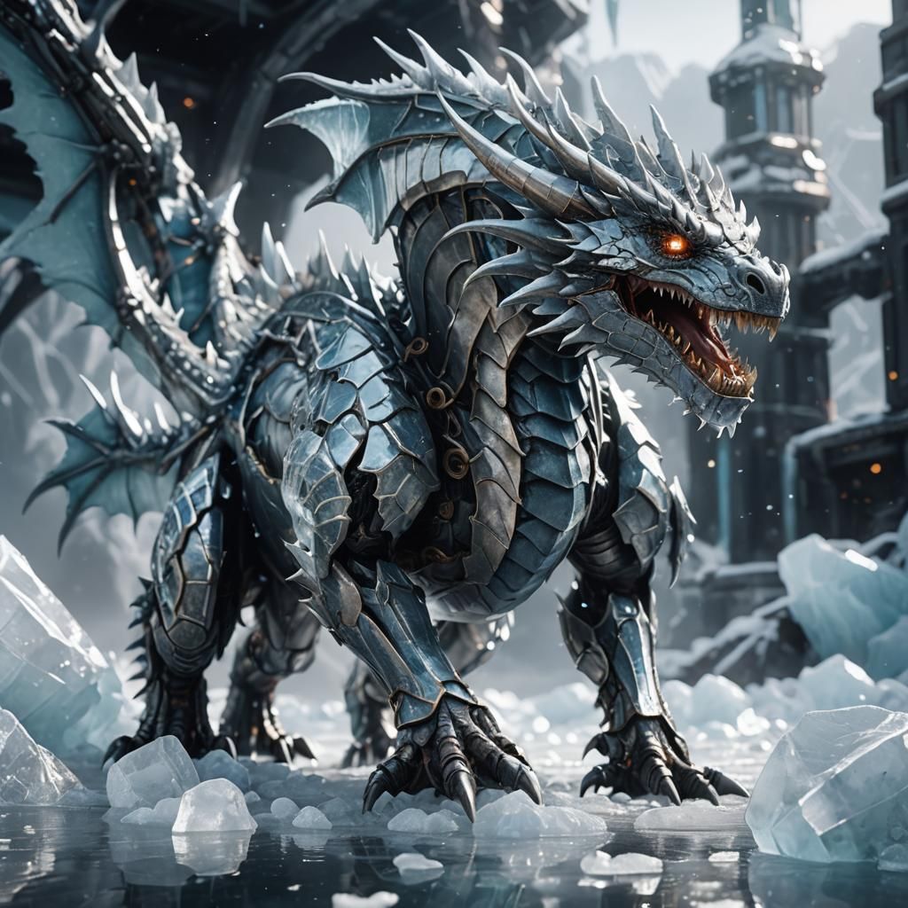 Earth and Ice Dragon Trapped: Sci-Fi Render