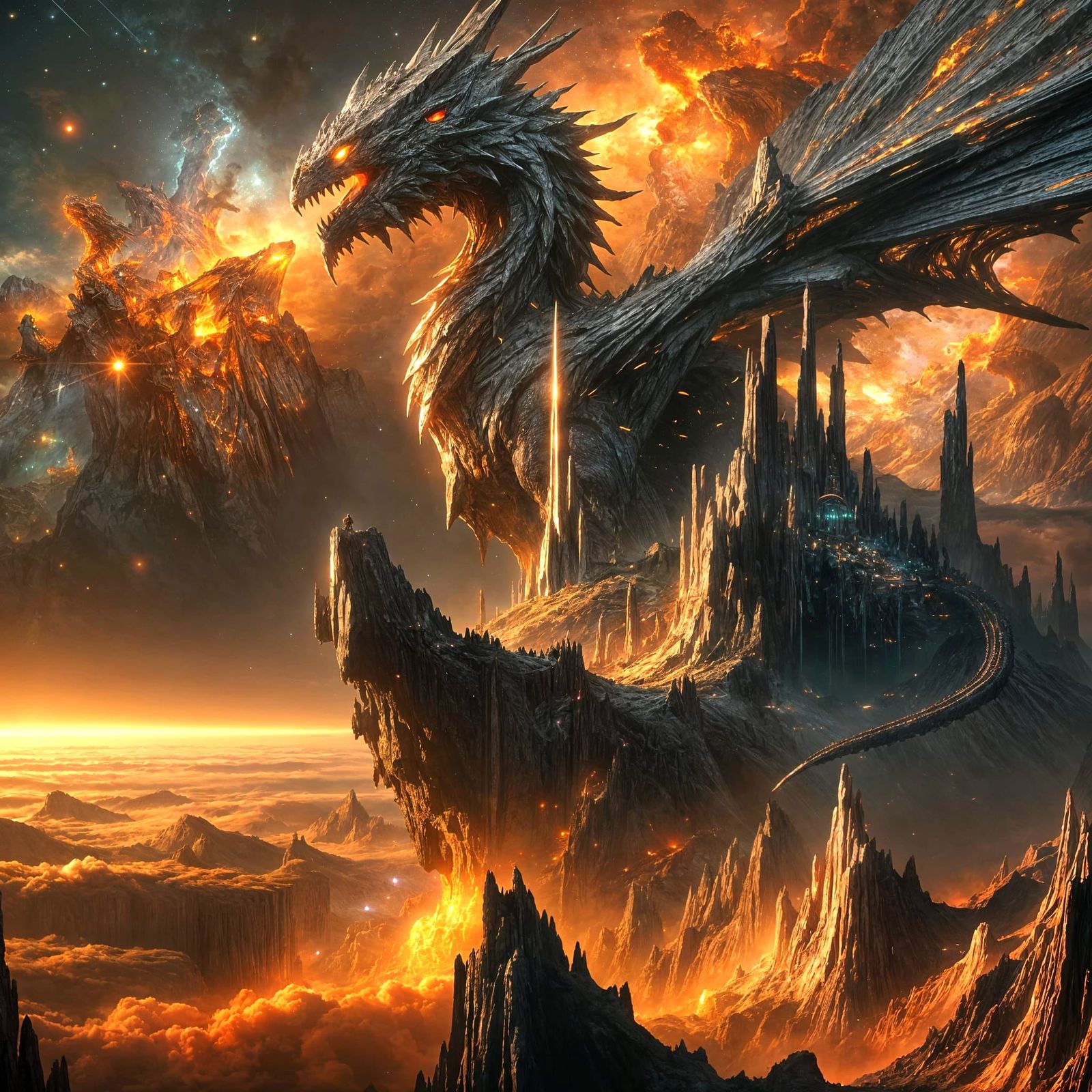 Ancient Dragon on Asteroid Home in Cosmic Glow