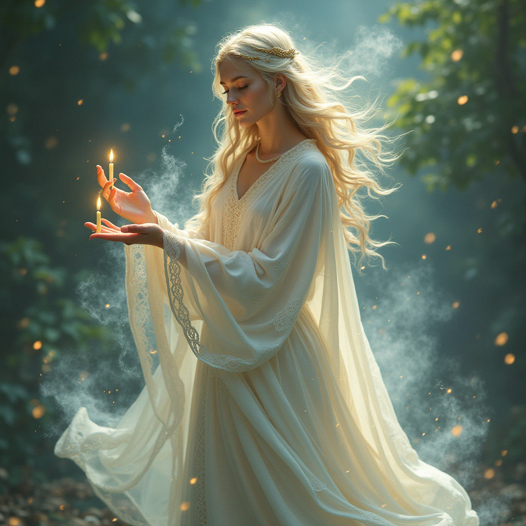 Gaelic Goddess of Wisdom in Ethereal Digital Painting