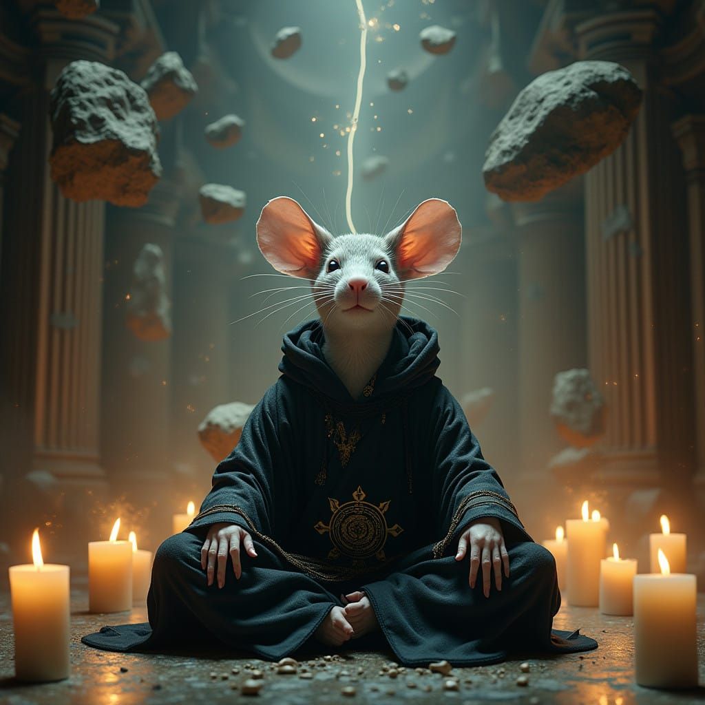 Regal Ninja Mouse Harnesses Psychic Power in Eerie, Candle-L...
