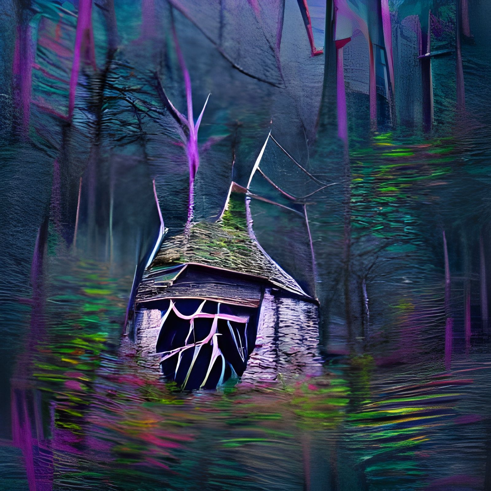 Eerie Witch's Hut in Dark Forest