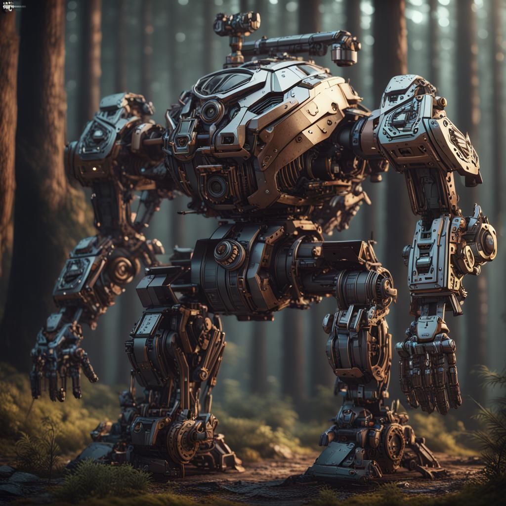 Futuristic Sci-Fi Woodsman in Polished Metal