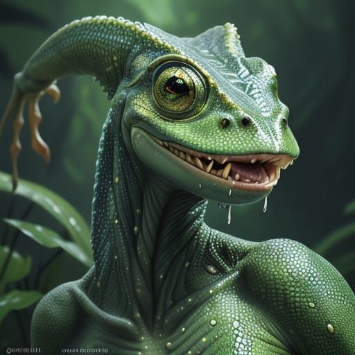 Breathtakingly Cinematic Amphibian Alien Portrait