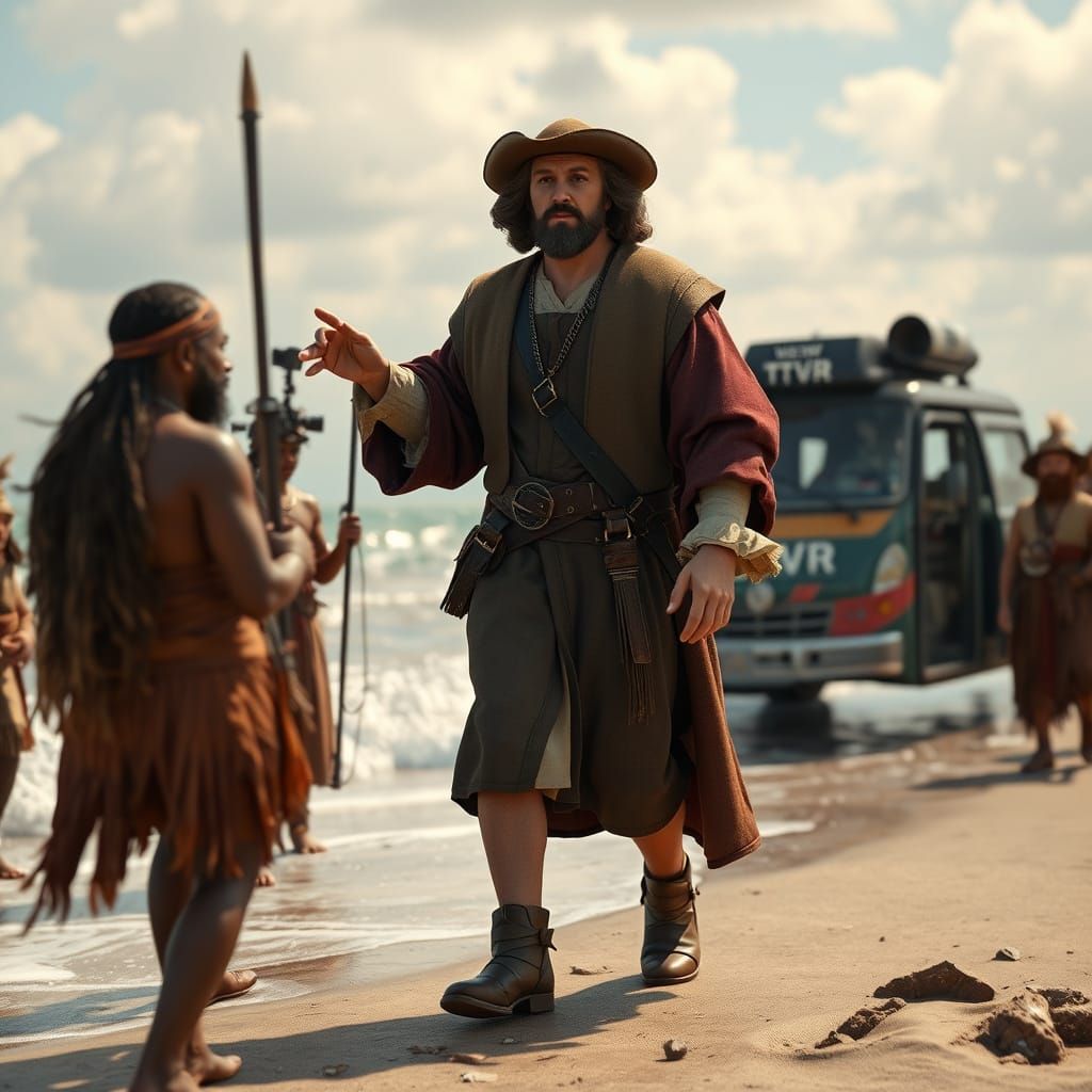 Columbus's Arrival: A 3D Cinematic Scene