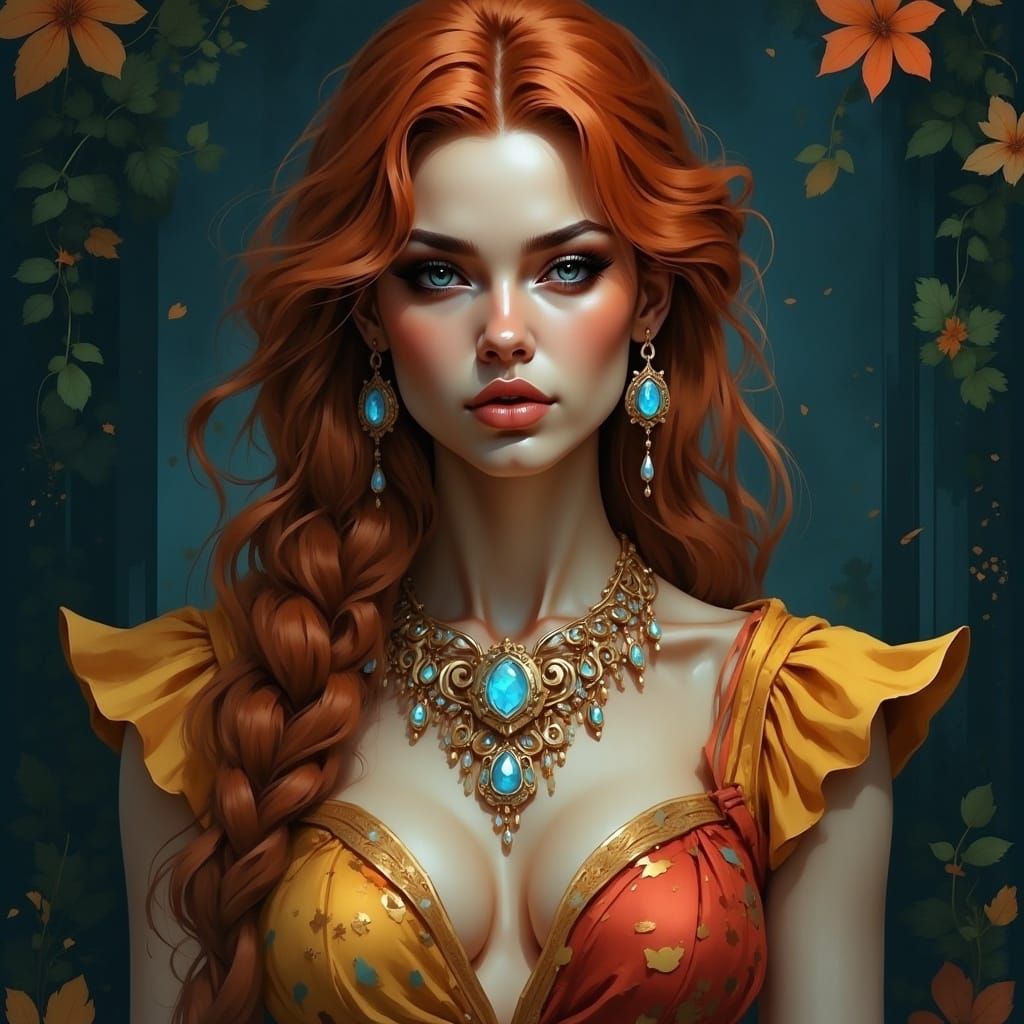 Portrait of a Redhead in Art Nouveau Style