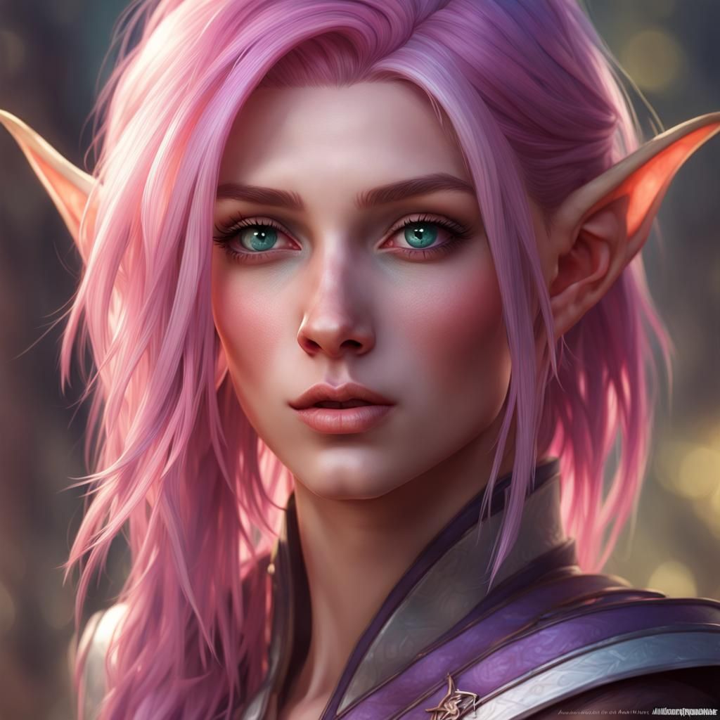 High Elf Portrait in Hyperdetailed Digital Art Style