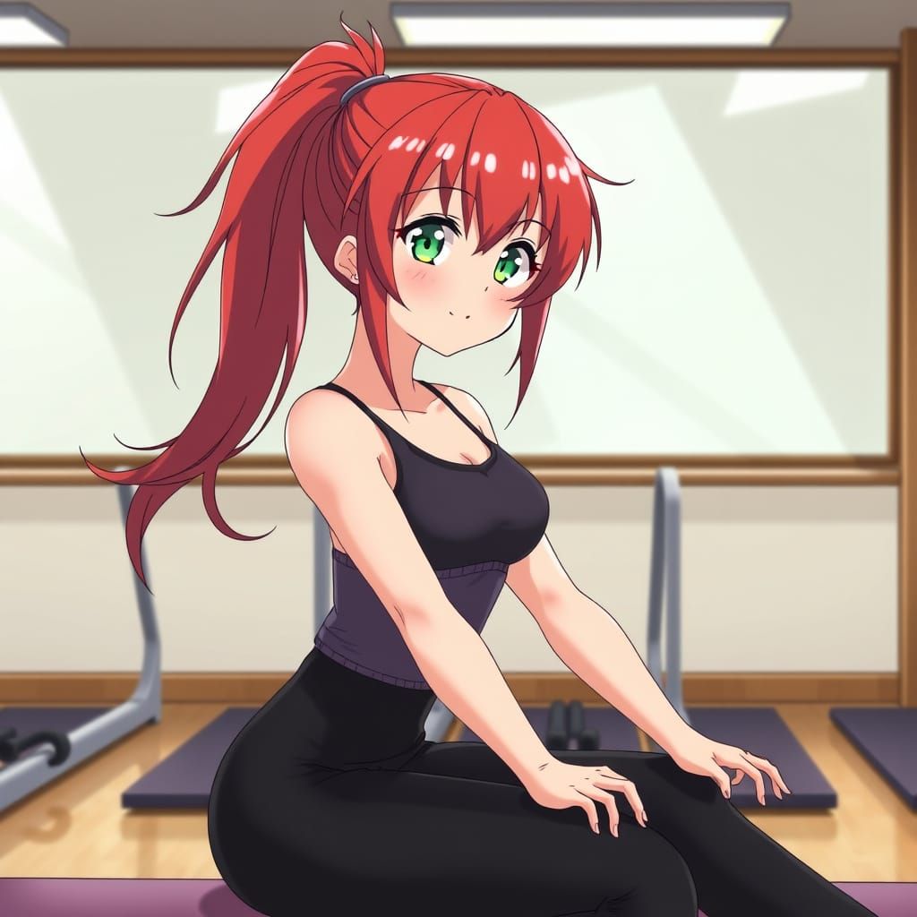 Kawaii Anime Girl in Pilates Studio