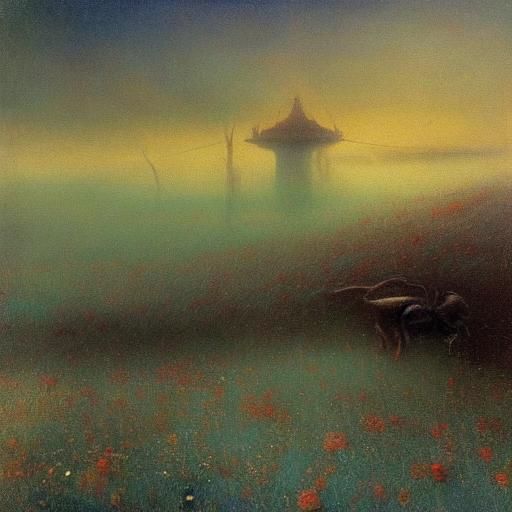 Mystical Creature Emerges in Dreamlike Surrealist Landscape