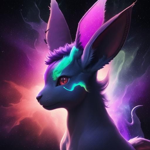 Eeveelution in Space Nebula: Hyperrealistic Splash Art