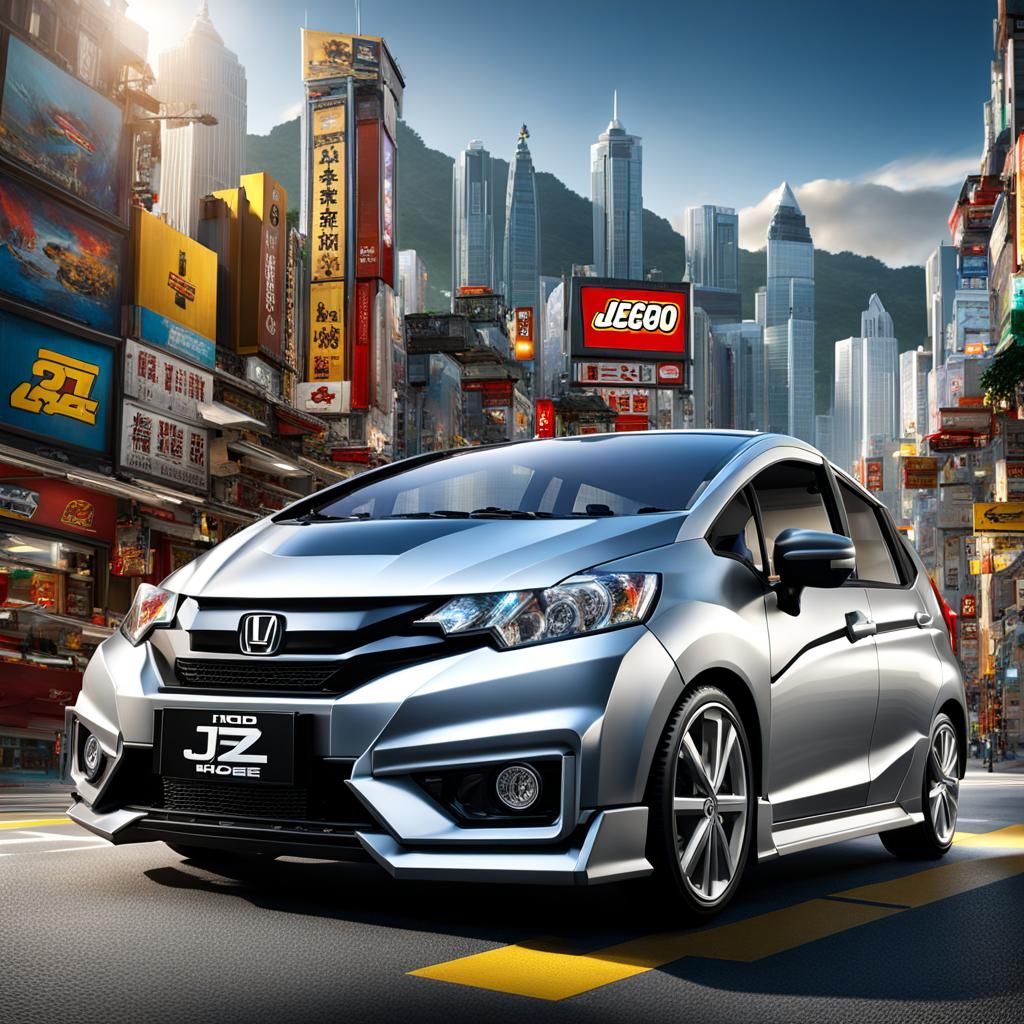 Lego-Style Honda Jazz Poster with Hong Kong Backdrop