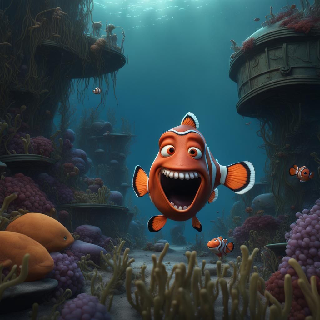 Zombie Nemo in Detailed Matte Painting Style