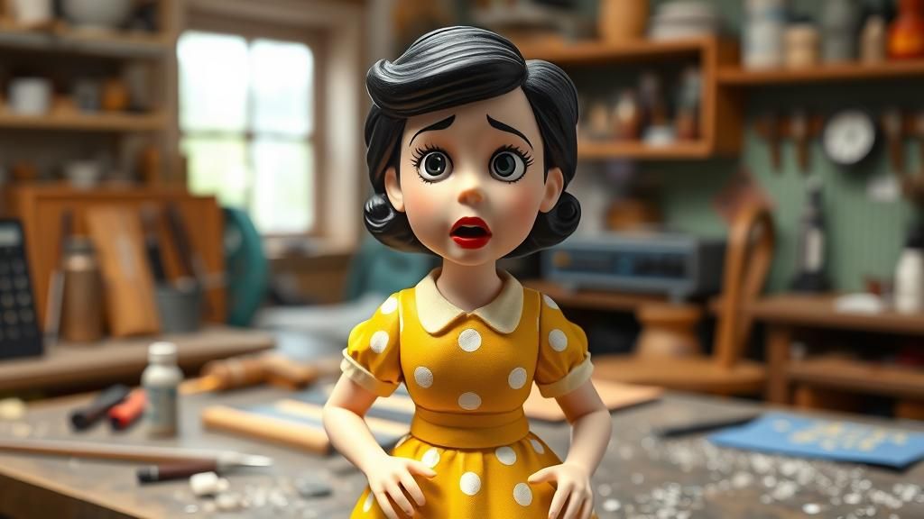 Frightened 1950s Housewife Porcelain Figurine