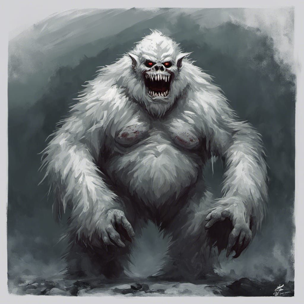 Sinister Undead Yeti in Dark Fantasy Style