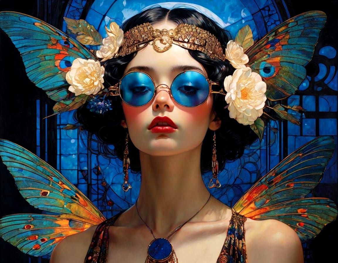 Goth Girl Portrait in Klimt & Schiele Style