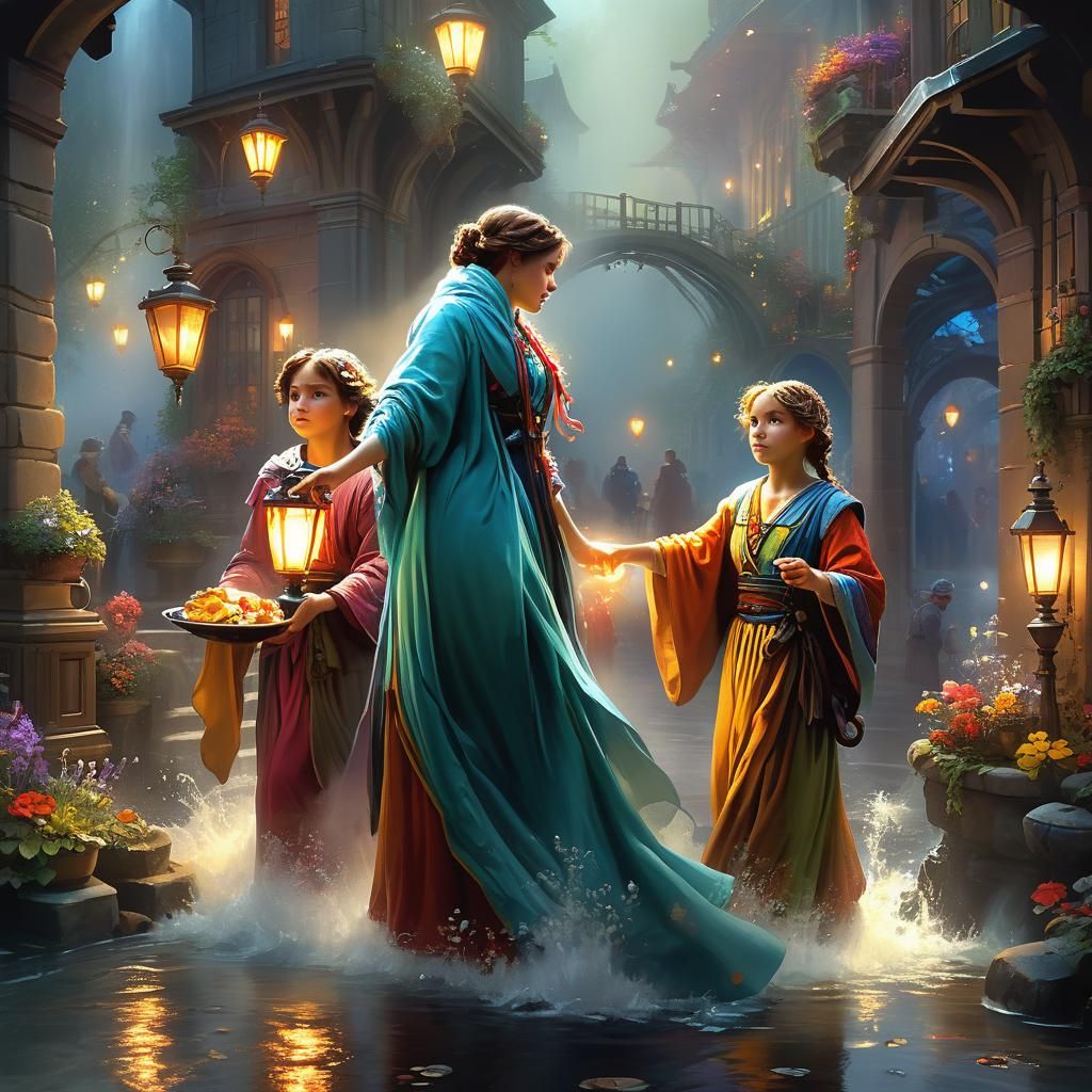 Healing Mother in Vibrant Illuminated Art