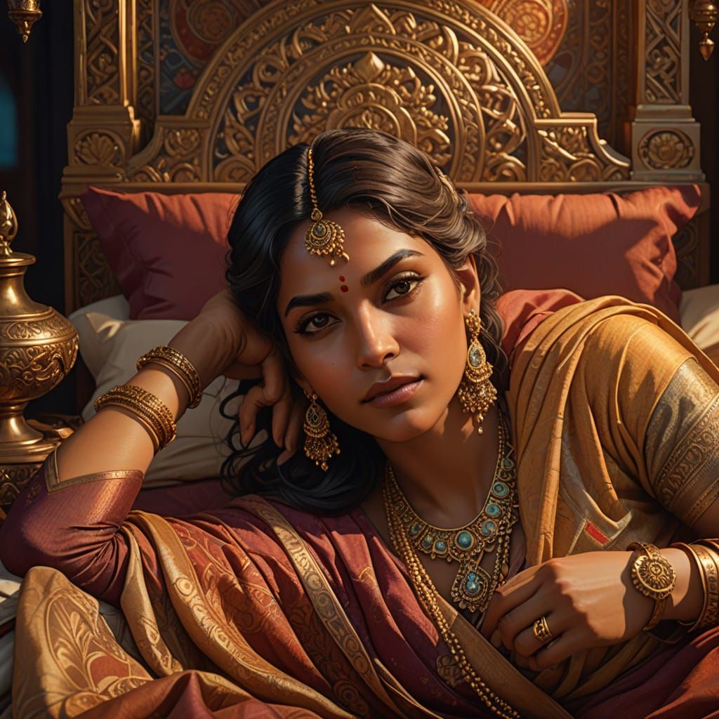 Indian Woman in Saree: Hyper-Realistic Portrait