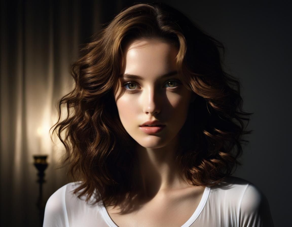 Elegant Boudoir Portrait in Soft Chiaroscuro