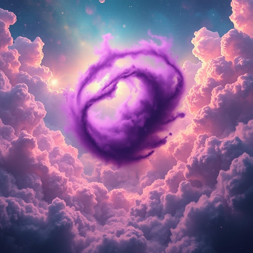 Galactic Cloudscape in Vibrant Iridescent Hues