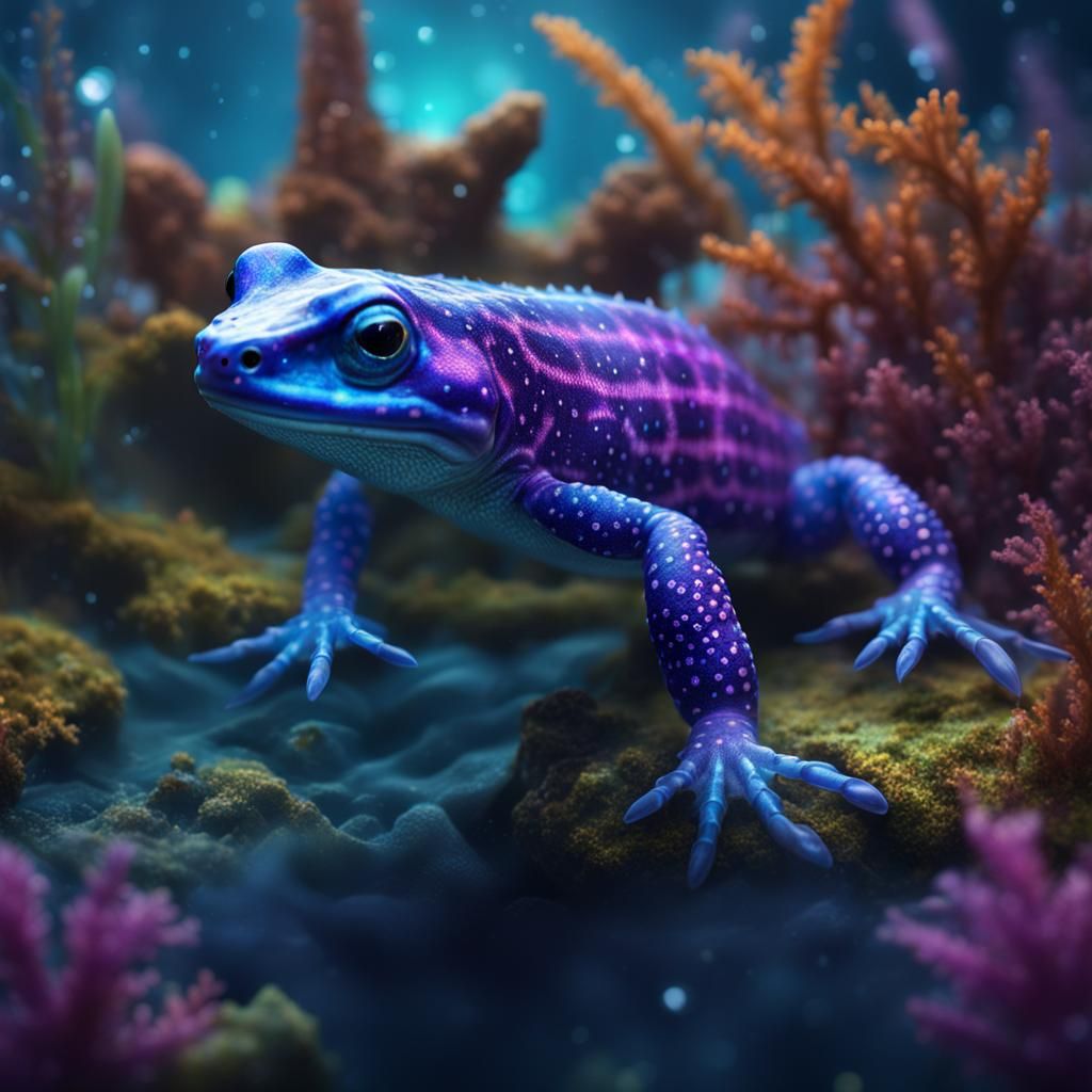 Blue Purple Newt Swimming in Unreal Engine