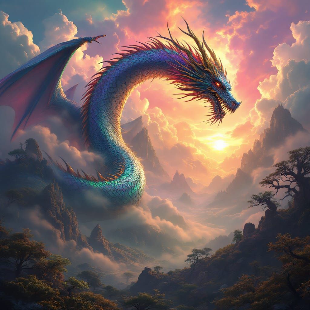 Majestic Dragon Monarch in Mystical Realm