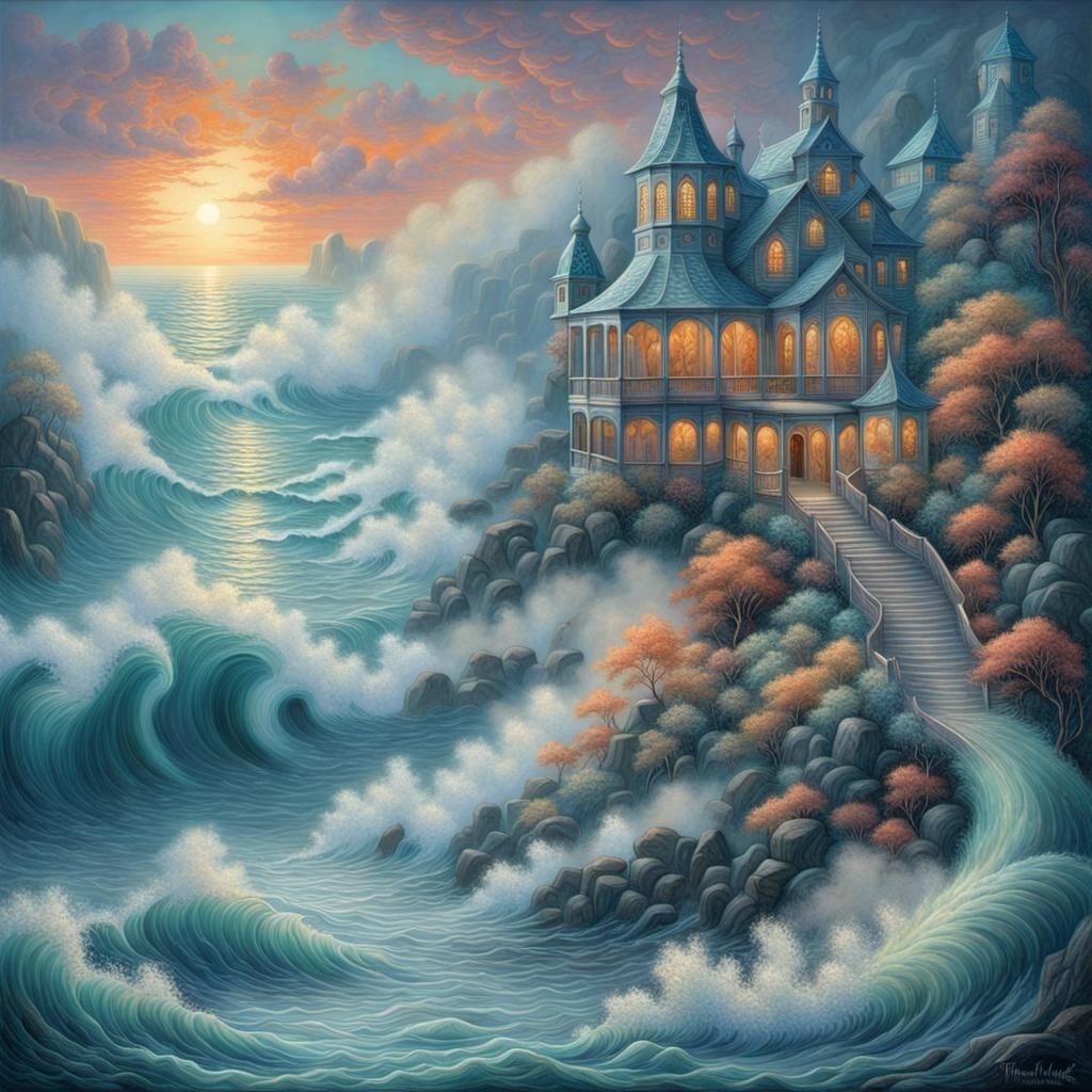 Surreal Seascape in Ernst Fuchs Style