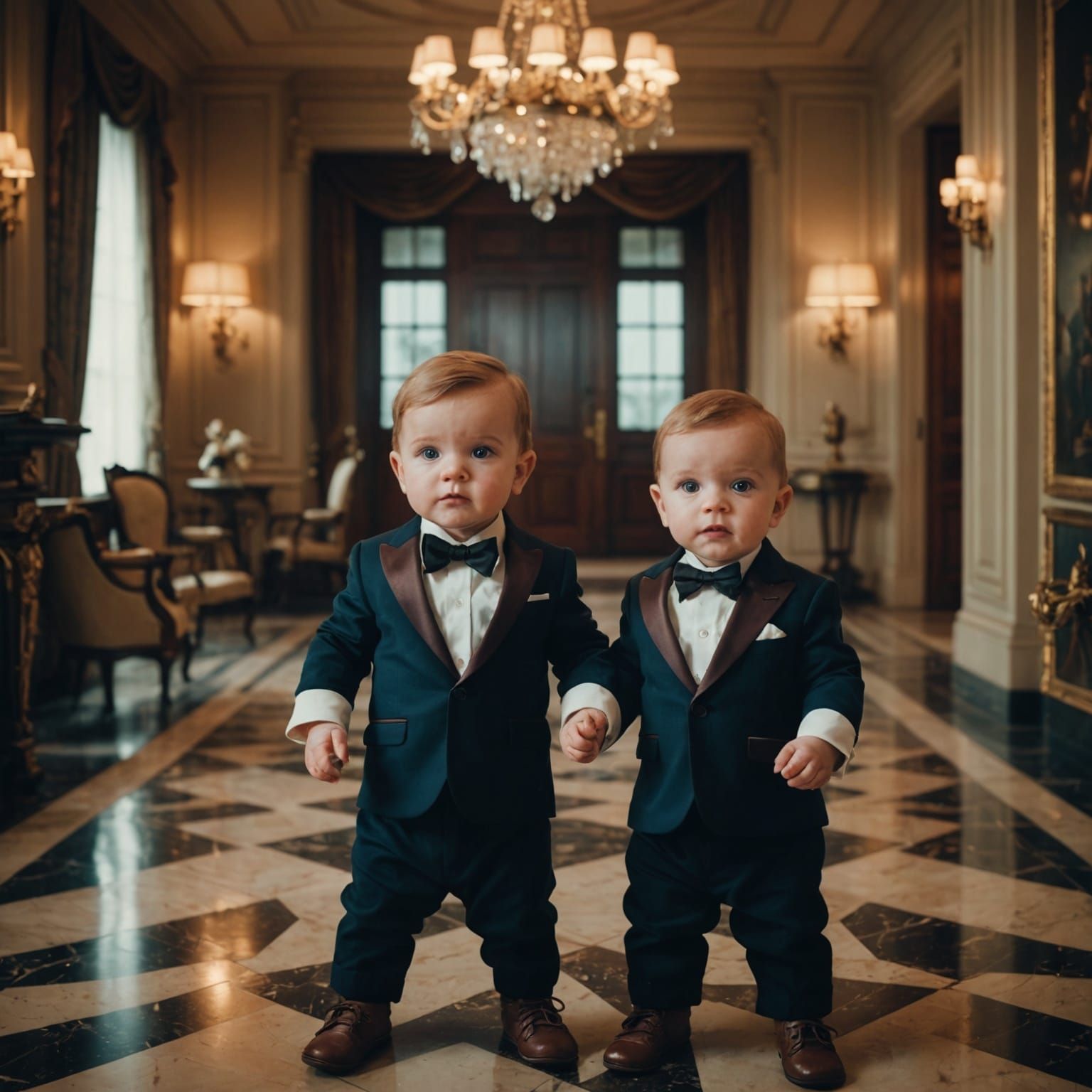 Twins in a Mansion: Cinematic Film Still