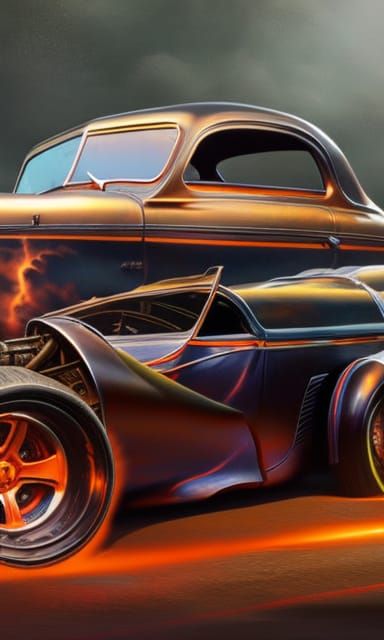 Ghost Hotrod Rat Rod: Hyperdetailed Oil Painting