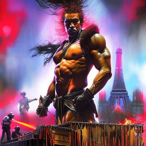 Lion Tamer and Ferocious Lion, Digital Illustration