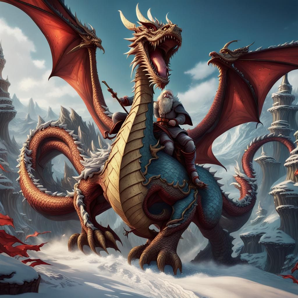 Santa Claus Rides a Dragon: Fantasy Concept Art