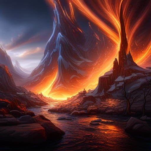 Spectacular Fire Tornado in Detailed Digital Painting